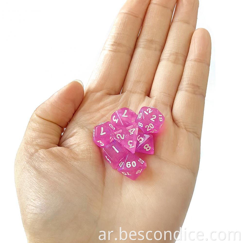 Pink Moonstone Polyhedral Rpg Mini Dice 5
